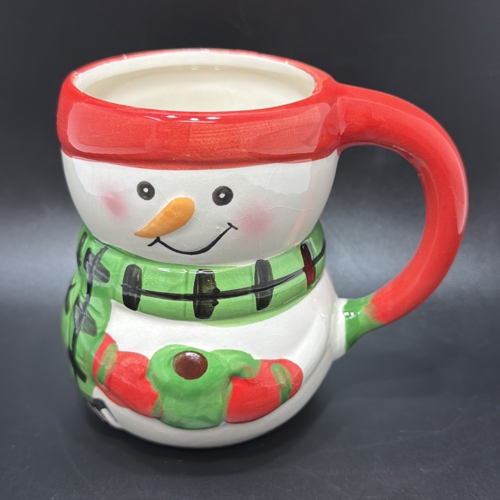 Bay Island Snowman Green Scarf 3D Ceramic Coffee Mug Holiday Decor 2019